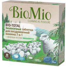 BioMio Экологичные таблетки для посудомоечной машины Bio-Total с эфирным маслом эвкалипта и экстрактом хлопка 30шт